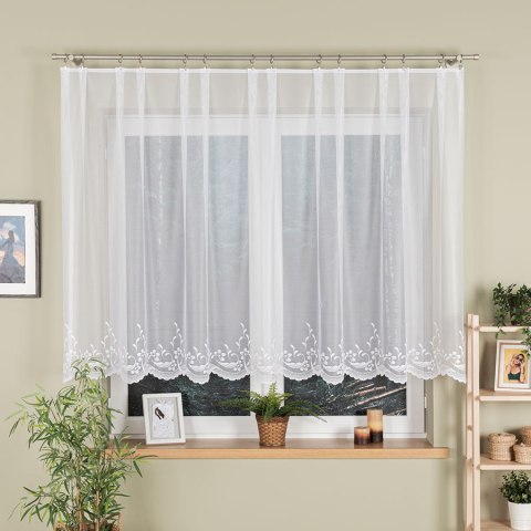 AGNIESZKA Firanka żakardowa gotowa, szerokość 300cm x wysokość 130cm, kolor 001 biały 358991/FBP/001/300130/1