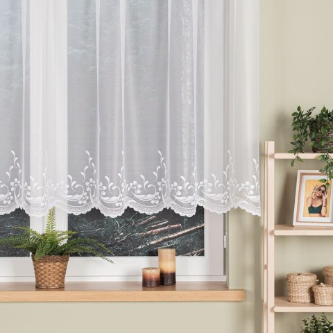 AGNIESZKA Firanka żakardowa gotowa, szerokość 300cm x wysokość 130cm, kolor 001 biały 358991/FBP/001/300130/1