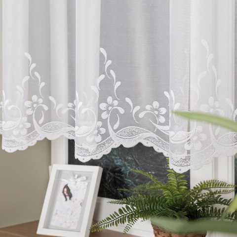 AGNIESZKA Firanka żakardowa gotowa, szerokość 300cm x wysokość 130cm, kolor 001 biały 358991/FBP/001/300130/1