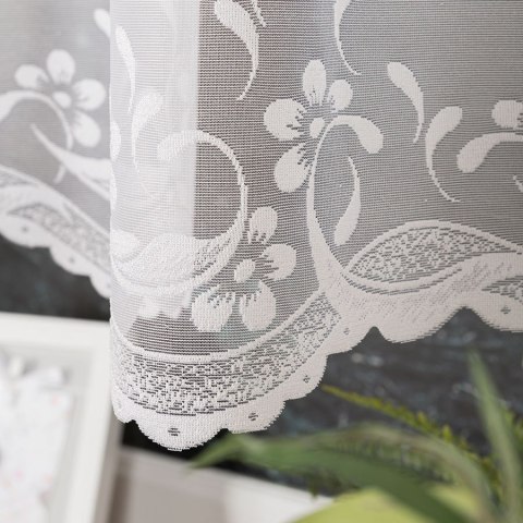 AGNIESZKA Firanka żakardowa gotowa, szerokość 300cm x wysokość 130cm, kolor 001 biały 358991/FBP/001/300130/1