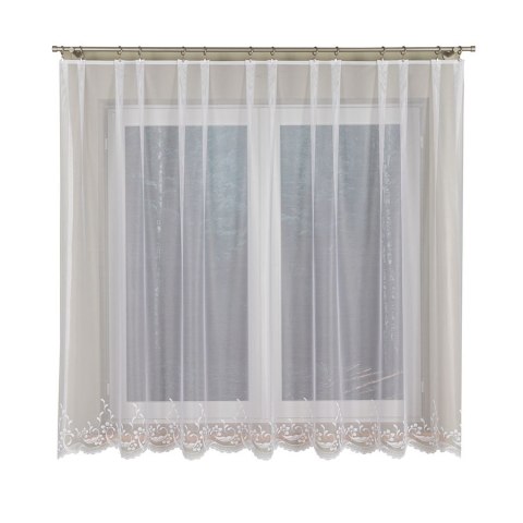 AGNIESZKA Firanka żakardowa gotowa, szerokość 300cm x wysokość 130cm, kolor 001 biały 358991/FBP/001/300130/1