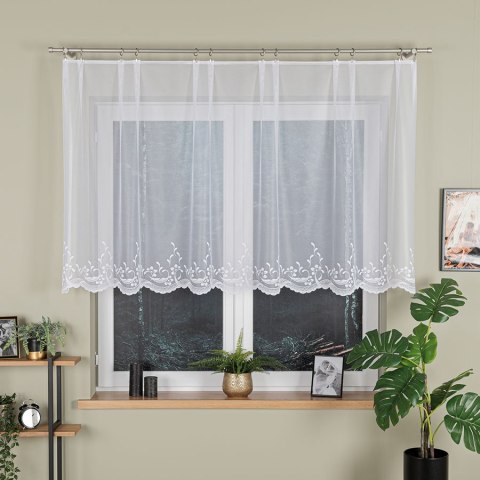 JUSTYNA Firanka żakardowa gotowa, szerokość 250cm x wysokość 110cm, kolor 001 biały 358993/FBP/001/250110/1