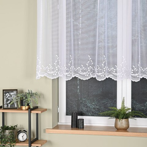 JUSTYNA Firanka żakardowa gotowa, szerokość 250cm x wysokość 110cm, kolor 001 biały 358993/FBP/001/250110/1