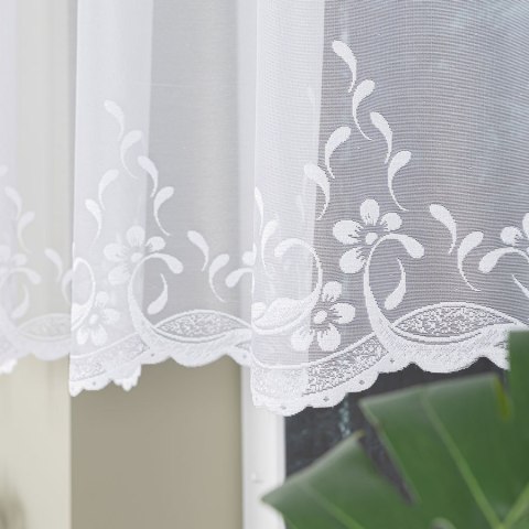 JUSTYNA Firanka żakardowa gotowa, szerokość 250cm x wysokość 110cm, kolor 001 biały 358993/FBP/001/250110/1