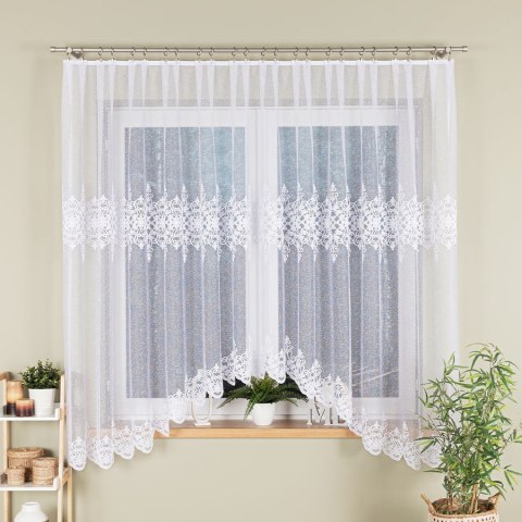 ŻANETA Firanka żakardowa odpasowana, szerokość 350 x wysokość 175cm, kolor 001 biały 181043/FOL/001/000171/1