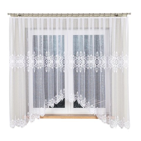 ŻANETA Firanka żakardowa odpasowana, szerokość 350 x wysokość 175cm, kolor 001 biały 181043/FOL/001/000171/1