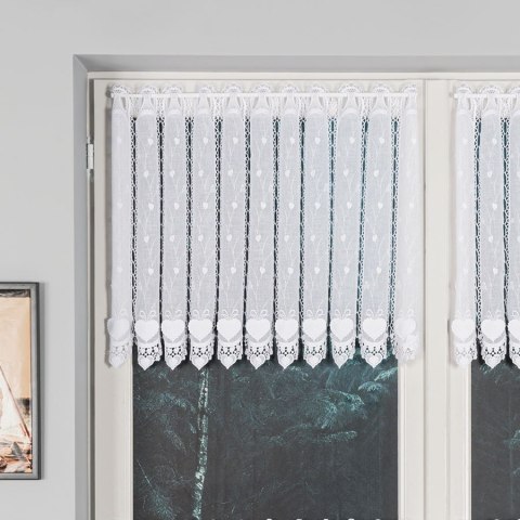 Zazdrostka haftowana panelowa na batyście, wysokość 75cm, kolor 001 biały 015552/420/001/000075/1