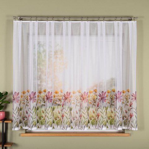 KWIATOWA ŁĄKA Firanka żakardowa 023426, wysokość 150cm, kolor 001 biały D00308/000/001/000150/1