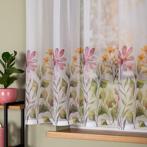 KWIATOWA ŁĄKA Firanka żakardowa 023426, wysokość 170cm, kolor 001 biały D00308/000/001/000170/1