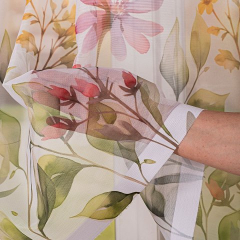 KWIATOWA ŁĄKA Firanka żakardowa 023426, wysokość 170cm, kolor 001 biały D00308/000/001/000170/1