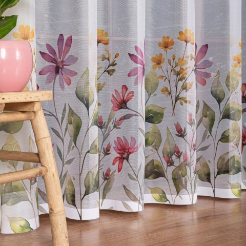 KWIATOWA ŁĄKA Firanka żakardowa 023426, wysokość 220cm, kolor 001 biały D00308/000/001/000220/1