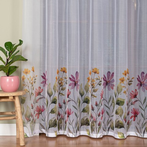 KWIATOWA ŁĄKA Firanka żakardowa 023426, wysokość 230cm, kolor 001 biały D00308/000/001/000230/1