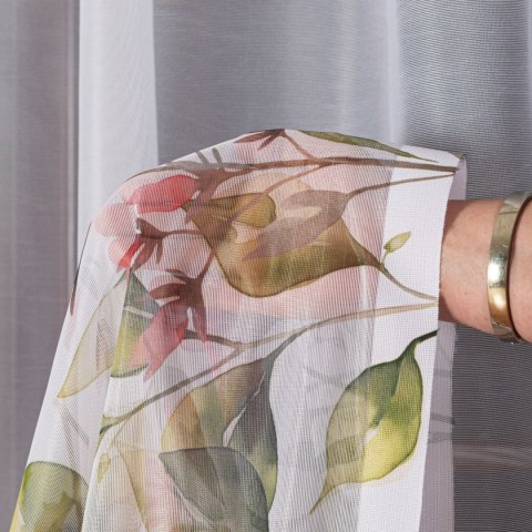 KWIATOWA ŁĄKA Firanka żakardowa 023426, wysokość 230cm, kolor 001 biały D00308/000/001/000230/1