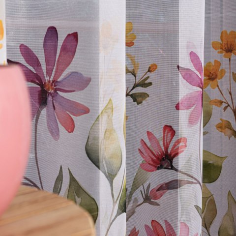 KWIATOWA ŁĄKA Firanka żakardowa 023426, wysokość 240cm, kolor 001 biały D00308/000/001/000240/1