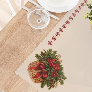 BUKIET W KOSZYKU Z EFEKTEM WYSZYWANIA Bieżnik NINA WODOODPORNA, 50x100cm, kolor 004 beżowy PBN365/KSP/C04/050100/1