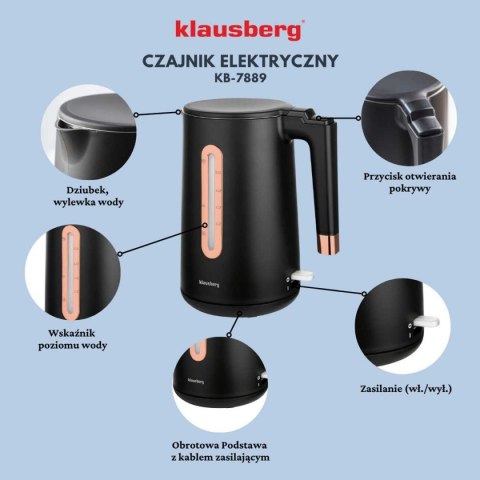 CZAJNIK ELEKTRYCZNY 1,7L KLAUSBERG KB-7889 ROSE GOLD