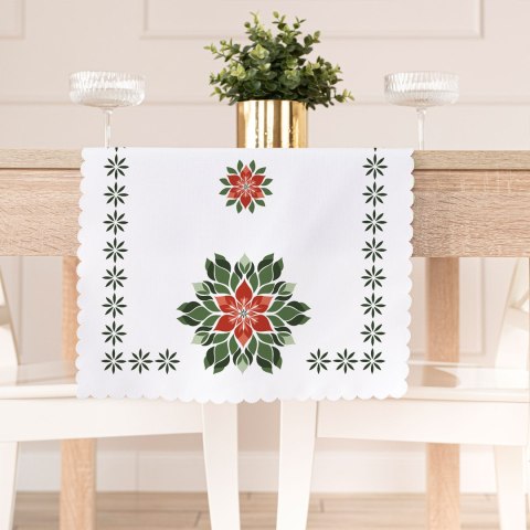 FOLK, GWIAZDA BETLEJEMSKA Bieżnik NINA WODOODPORNA, 38x140cm, kolor 001 biały PBN341/KSP/C01/038140/1