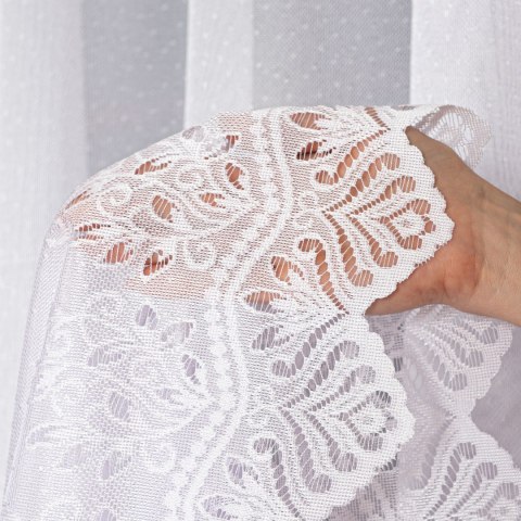 Firanka żakardowa ze wzorem pasowym, wysokość 140cm, kolor 001 biały 018534/000/001/000140/1