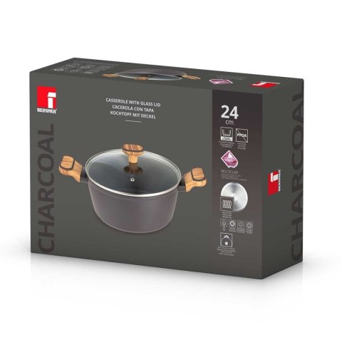 GARNEK MULTICLAD 24cm Z POKRYWĄ BERGNER BG-56037 CHARCOAL