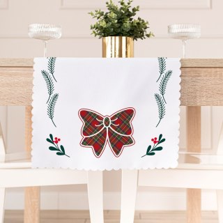 KOKARDA SZKOTI Bieżnik NINA WODOODPORNA, 38x140cm, kolor 001 biały PBN347/KSP/C01/038140/1