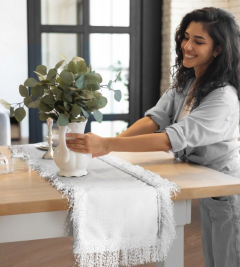 OBRUS JASPER 140 X 260 CM BIAŁY