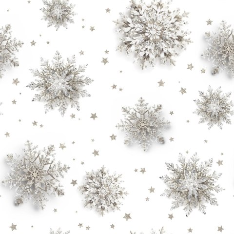 SREBRNE ŚNIEŻYNKI Tkanina dekoracyjna NINA WODOODPORNA, 160cm, kolor 005 biały DBN160/NIW/005/160000/1