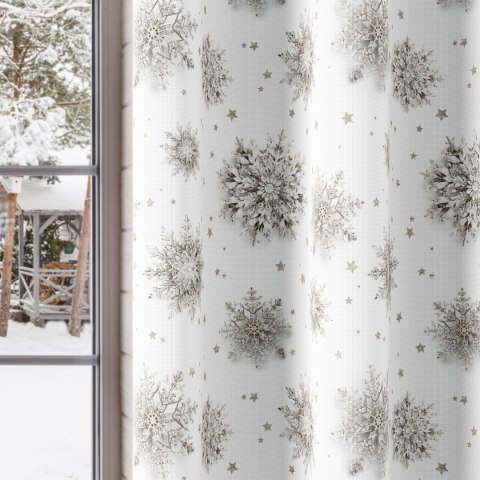 SREBRNE ŚNIEŻYNKI Tkanina dekoracyjna NINA WODOODPORNA, 160cm, kolor 005 biały DBN160/NIW/005/160000/1