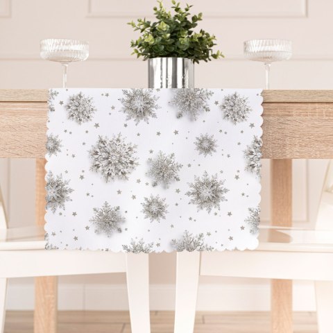 SREBRNE ŚNIEŻYNKI Tkanina dekoracyjna NINA WODOODPORNA, 160cm, kolor 005 biały DBN160/NIW/005/160000/1