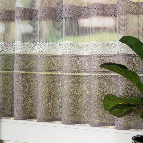 Zazdrostka żakardowa pasowa, wysokość 160cm, kolor białoszary 001 619088/000/001/000070/1