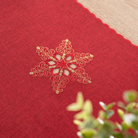 BŁYSZCZĄCE ŚNIEŻYNKI Bieżnik z haftem, szerokość 50cm x wysokość 100cm, kolor 003 czerwony 640010/KSP/C03/050100/1