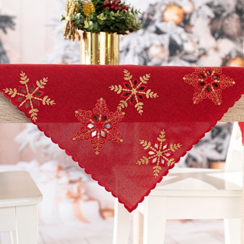 BŁYSZCZĄCE ŚNIEŻYNKI Serweta z haftem, szerokość 85cm x wysokość 85cm, kolor 003 czerwony 640010/KSP/C03/085085/1