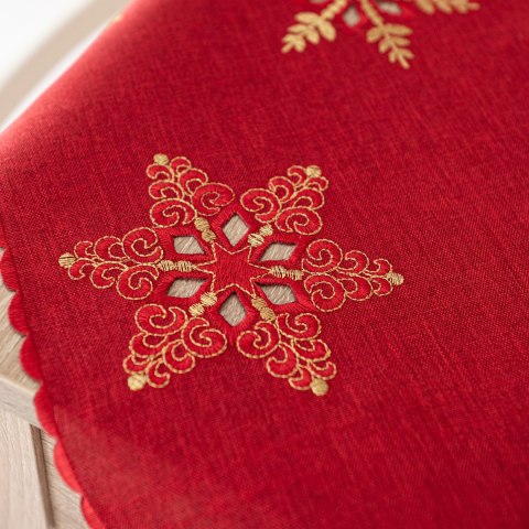 BŁYSZCZĄCE ŚNIEŻYNKI Serweta z haftem, szerokość 85cm x wysokość 85cm, kolor 003 czerwony 640010/KSP/C03/085085/1