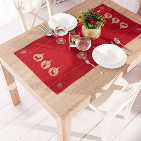 BŁYSZCZĄCY RENIFER Bieżnik z haftem, szerokość 40cm x wysokość 140cm, kolor 003 czerwony 295157/KSP/L03/040140/1