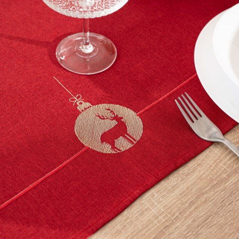 BŁYSZCZĄCY RENIFER Bieżnik z haftem, szerokość 40cm x wysokość 140cm, kolor 003 czerwony 295157/KSP/L03/040140/1