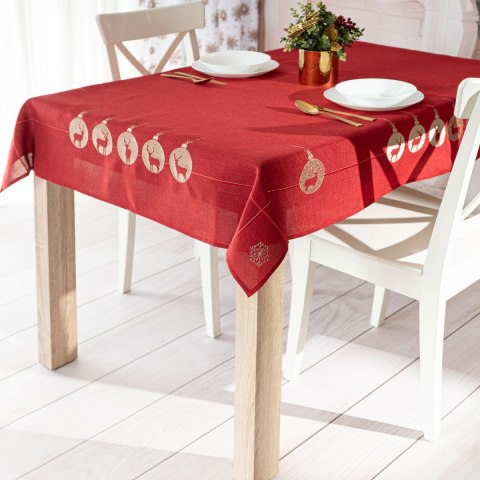 BŁYSZCZĄCY RENIFER Obrus z haftem, szerokość 120cm x wysokość 160cm, kolor 003 czerwony 295157/KSP/L03/120160/1