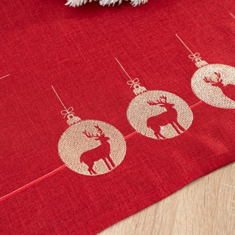 BŁYSZCZĄCY RENIFER Obrus z haftem, szerokość 140cm x wysokość 220cm, kolor 003 czerwony 295157/KSP/L03/140220/1