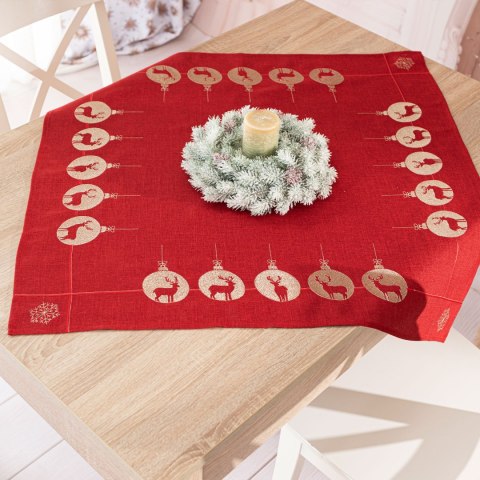 BŁYSZCZĄCY RENIFER Serweta z haftem, szerokość 85cm x wysokość 85cm, kolor 003 czerwony 295157/KSP/L03/085085/1