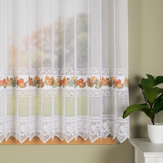 Firanka żakardowa ze wzorem pasowym, wysokość 160cm, kolor 621 z zielonym 007972/000/621/000160/1