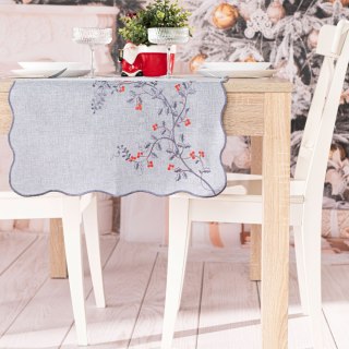 JARZĘBINOWY BLASK Bieżnik z haftem, szerokość 40cm x wysokość 140cm, kolor 007 szary 645310/KSP/007/040140/1