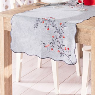JARZĘBINOWY BLASK Bieżnik z haftem, szerokość 50cm x wysokość 100cm, kolor 007 szary 645310/KSP/007/050100/1