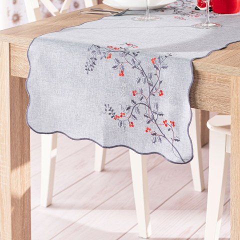 JARZĘBINOWY BLASK Bieżnik z haftem, szerokość 50cm x wysokość 100cm, kolor 007 szary 645310/KSP/007/050100/1