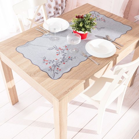 JARZĘBINOWY BLASK Bieżnik z haftem, szerokość 50cm x wysokość 100cm, kolor 007 szary 645310/KSP/007/050100/1