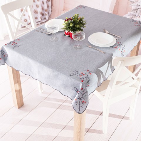 JARZĘBINOWY BLASK Obrus z haftem, szerokość 120cm x wysokość 160cm, kolor 007 szary 645310/KSP/007/120160/1