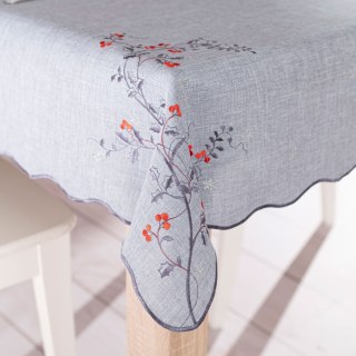 JARZĘBINOWY BLASK Obrus z haftem, szerokość 140cm x wysokość 180cm, kolor 007 szary 645310/KSP/007/140180/1