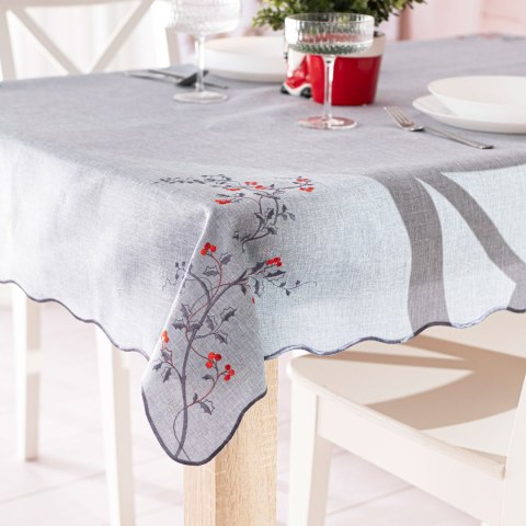 JARZĘBINOWY BLASK Obrus z haftem, szerokość 140cm x wysokość 220cm, kolor 007 szary 645310/KSP/007/140220/1