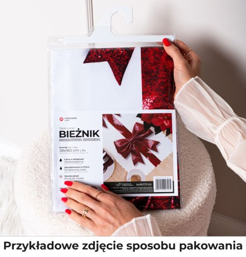 KOKARDA SZKOTI Bieżnik NINA WODOODPORNA, 38x140cm, kolor 001 biały PBN347/KSP/C01/038140/1