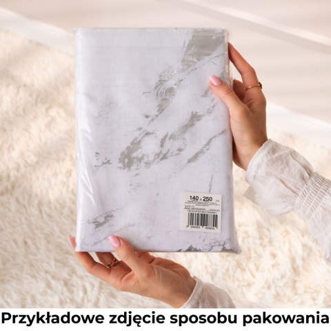 MARMA Firana gotowa na taśmie z ołowianką, szerokość 140cm x wysokość 250cm, kolor 001 biały ze złotym zdobieniem 132101/FGT/004