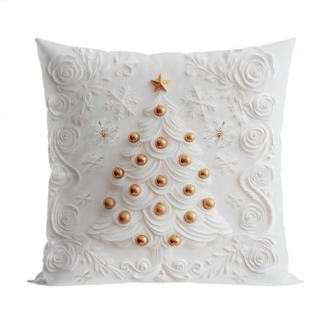 CHOINKA Z EFEKTEM 3D Poszewka dekoracyjna VELVET, 40x40cm, kolor 001 biały PBN335/POP/001/040040/1
