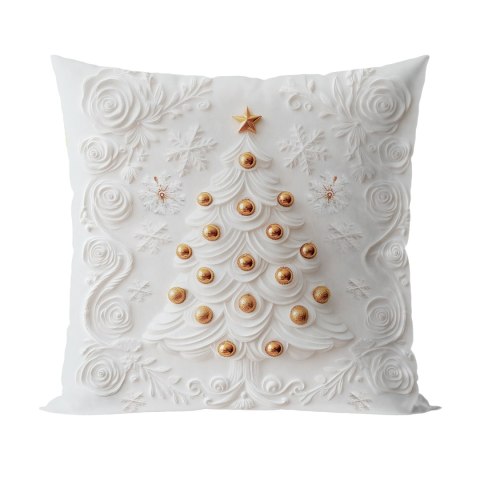 CHOINKA Z EFEKTEM 3D Poszewka dekoracyjna VELVET, 40x40cm, kolor 001 biały PBN335/POP/001/040040/1