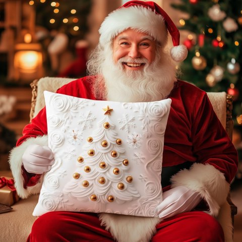 CHOINKA Z EFEKTEM 3D Poszewka dekoracyjna VELVET, 40x40cm, kolor 001 biały PBN335/POP/001/040040/1